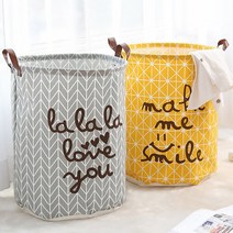 CN 레터링 원형 빨래바구니, 그레이체크