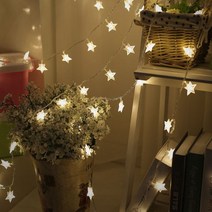 NK 스트링라이트 별조명 크리스마스트리 무드등, 스트링라이트 별 20구 반짝이 레인보우