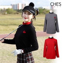 [체스골프-기획특가] 하트 넥배색 기모 여성골프이너 - 여성골프웨어