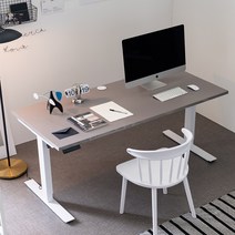 아씨방가구 라인 USB 전동식 높이조절책상 160cm, USB 높이조절 책상 화이트