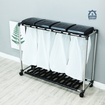 참생활 이동식 분리수거함 4P 1단 밀폐형 쓰레기통, 혼합