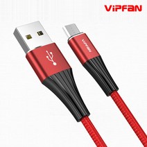 VIPFAN A1 2.4A 충전 USB 케이블 (1.2m), C타입 블랙, 1개