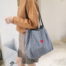 플로레스 체크 에코백
