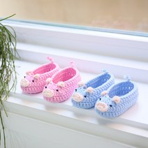 피그피그 아기덧신 만들기 DIY키트 뜨개질 DIY 패키지, 블루, 1개