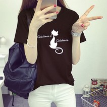 여성반팔티 캣 티오네 프린팅 반팔 티셔츠 HTS_69