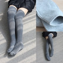 해피라운지 기본 무지 슬림골지 꽈배기 오버니삭스 니하이 롱양말