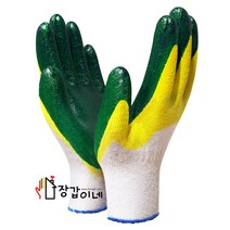 장갑이네 작업용 국산 이중코팅 손등 이중청 이중황 코팅장갑 목장갑 1켤레, 1개, 손등청이중 코팅 10켤레