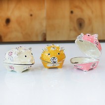 집들이야 리본 꽃돼지 보석함 돼지장식품, PIG11_리본 꽃돼지_아이보리