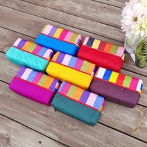 베고자니 전통 한실 스퀘어 색동 파우치, 색상:수박