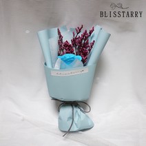[블리스테리] 비누장미꽃다발 비누꽃 장미1송이 미니꽃다발 한송이 2color, 중파랑