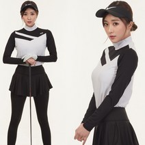 투빅토리 사선티 목폴라 절개 냉감 여성골프웨어