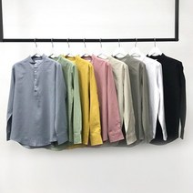 루즈핏 바이오 심플 린넨 헨리넥 남성셔츠 is바이오면마헨리셔츠