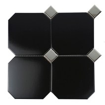 중앙데코 옥타곤 팔각모자이크 타일 148각, 옥타곤모자이크/148각 블랙+실버포인트, 1장