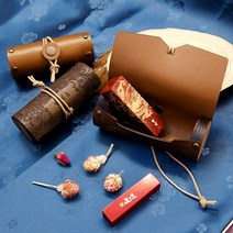 도장꾹 운수대통 행운도장 수제도장 12종, 20_[추가] 가죽도장케이스 브라운 대_앞면각인