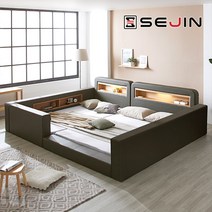세진침대 스마일 LED 수납 범퍼형 패밀리침대, 6-4.스마일범퍼형+솔리드7존40T_모카그레이