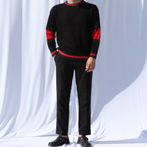스타일에스 SM 남자 오버핏 gc 배색 라운드 니트