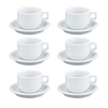 에이치아이씨 데미 컵 + 소서 커피잔 세트 88.7ml, 6개, White