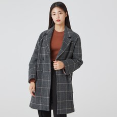 로엠 여성용 루즈핏 미디 체크코트 RMJH94TR25