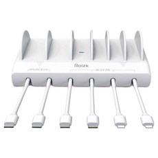 로이직 초고속 PPS PD 6포트 멀티충전기 RZ-615 화이트 + C타입 케이블 4p + 8핀 케이블 2p