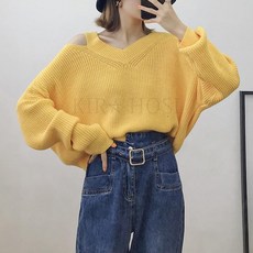 kirahosi 여성 오프 숄더 니트 스웨터 숏 슬림 13호+덧신증정 AO14ldua