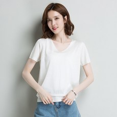 여성 여름 브이넥 니트셔츠10 OBY10 571373507553_3PxA