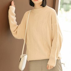 지니네 여성용 기본 베이직 터틀넥 브이넥 라운드넥 벌룬 니트 15 C