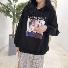 여자 박스핏 캐주얼 사람 얼굴 프린팅 후드티 2color 이쁜 데일리룩 586475816592