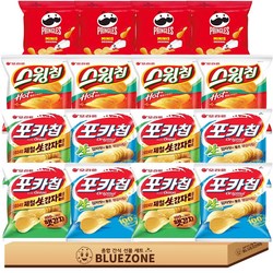 감자미니스낵 세트 포카칩 오리지널4 어니언4 스윙칩 볶음고추장4 프링글스 오리지널4, 1박스, 혼합