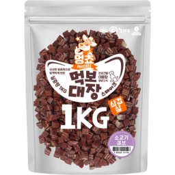 먹보대장 삼겹살스테이크, 대용량 강아지간식, 2개, 1kg, 소고기큐브
