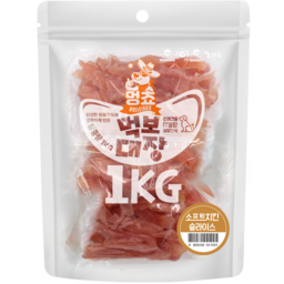 멍쵸 먹보대장, 대용량 강아지간식, 1kg, 1개, 소프트치킨슬라이스 · 1개 · 1kg
