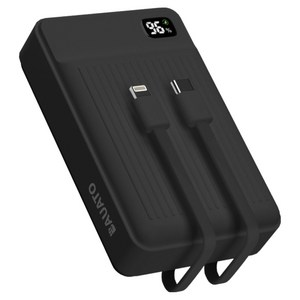 바우아토 포켓쉴 고속 입출력 케이블 일체형 미니 대용량 난연 보조배터리 20000mAh C타입 애플8핀 PD 22.5W, 단일상품, 블랙