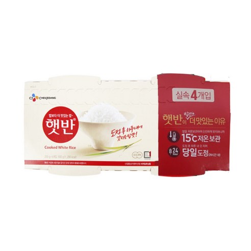 햇반 백미밥, 200g, 4개