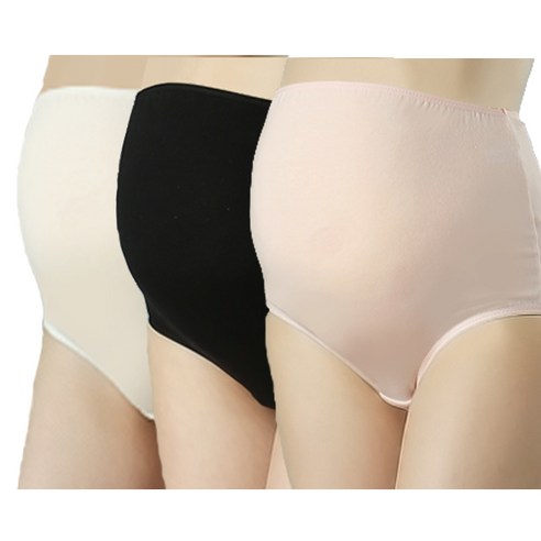 프레벨라 임산부 전용 산전 면팬티 3p 세트, 핑크, 블랙, 크림