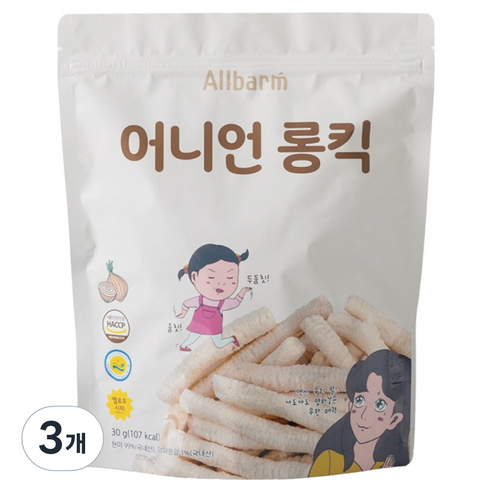 Allbarm 어니언 롱킥, 양파맛, 30g, 3개