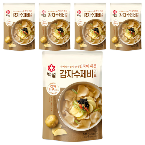 백설 감자수제비 가루, 500g, 5개