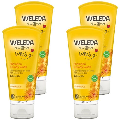 벨레다 카렌듈라 베이비 샴푸 앤 바디워시, 200ml, 4개
