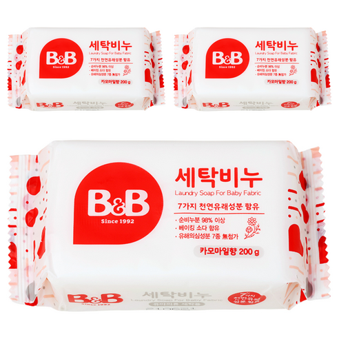 비앤비 유아 세탁비누 카모마일, 200g, 3개