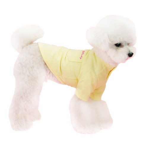 윙키뉴욕 데일리 포켓 강아지 티셔츠, LIGHT YELLOW