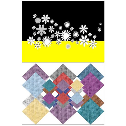로엠디자인 실리콘 식탁매트 꽃잔치 + 칠교패턴(3), 혼합 색상, 385 x 285 mm