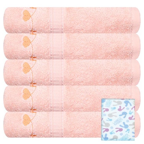 송월타월 스윗하트 하니 수건 5p + 에어 샤워타월 랜덤 발송, 살구, 1세트