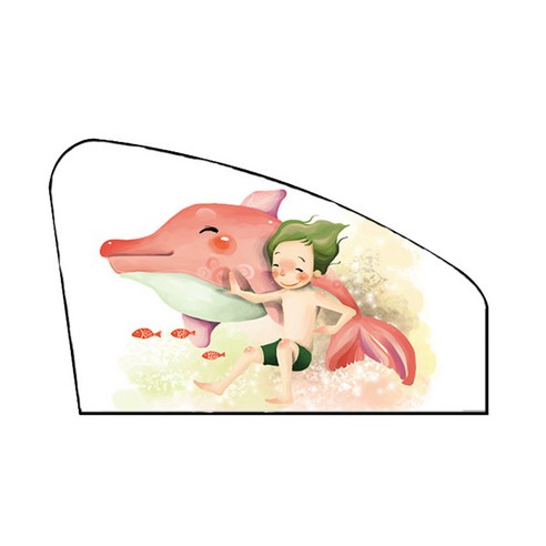 앤티스 차량용 그늘막 동화 커튼 운전석, 바다소년, 1개