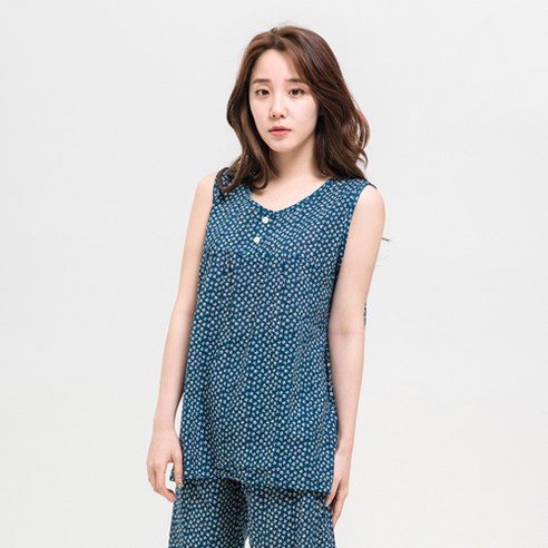 속옷미인 여성용 와플레이온 나시 상하의 세트 파자마