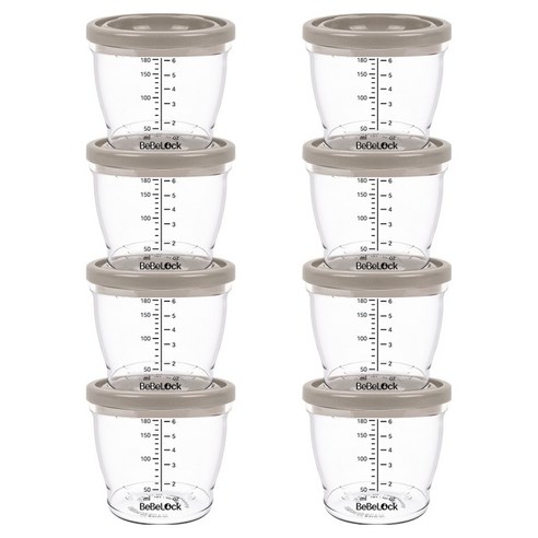 베베락 아이와 PP밀폐 이유식 용기, 180ml, 초코, 8개