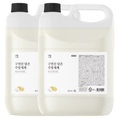살림백서 구연산 담은 주방세제 레몬향, 4L, 2개