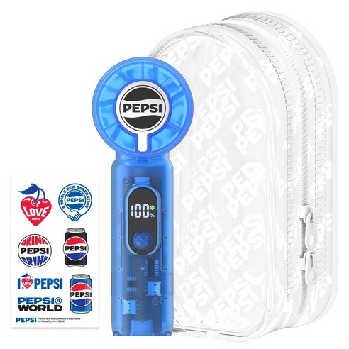 펩시 휴대용 무선 핸디 펠티어 냉각 미니 쿨링 BLDC 손풍기 + 파우치 세트, 블루, PEP-HFCP200