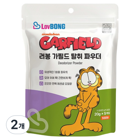러봉 고양이 가필드 디오더라이저 파우더 탈취제, 2개