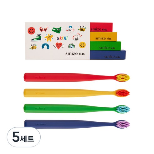 스마이즈 키즈 칫솔 4종 세트, 혼합색상, 4개입, 5세트