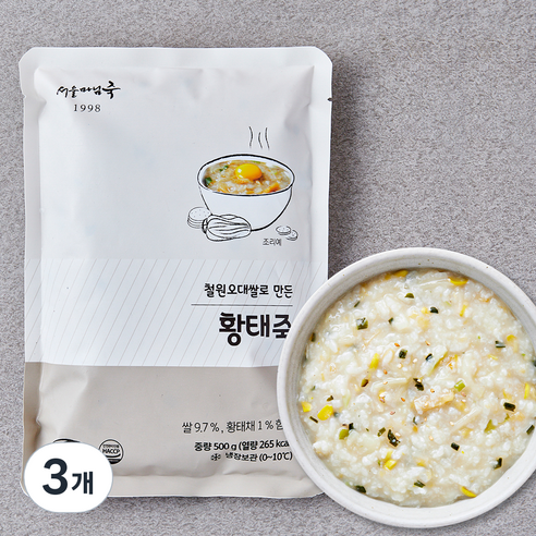 [로켓프레시] 서울마님죽 황태죽 (냉장), 500g, 3개