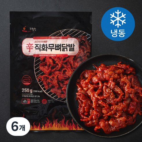[로켓프레시] 수월한 직화 무뼈닭발 (냉동), 250g, 6개