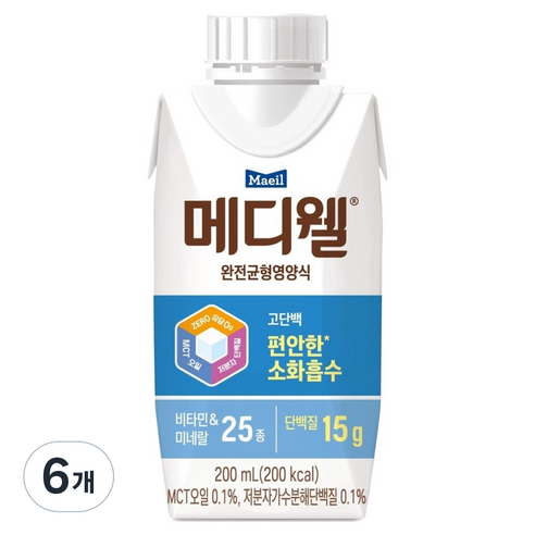 메디웰 고단백 완전균형영양식, 200ml, 6개